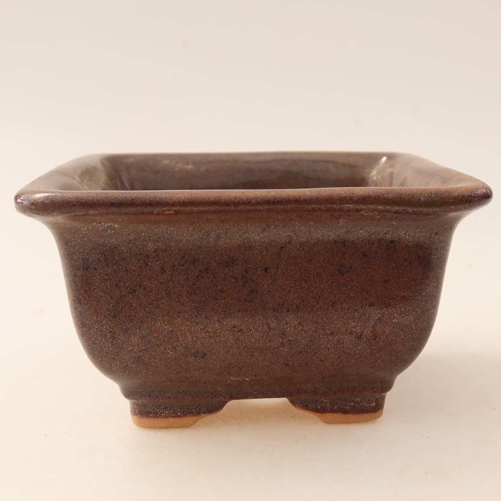 Keramische bonsaipot 9,5 x 9,5 x 5,5 cm, kleur bruin