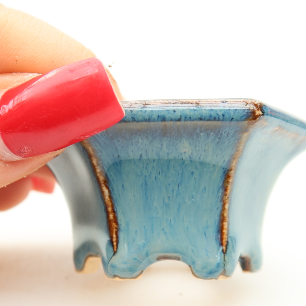 Keramische bonsaipot 5,5 x 5 x 3 cm, kleur: blauw