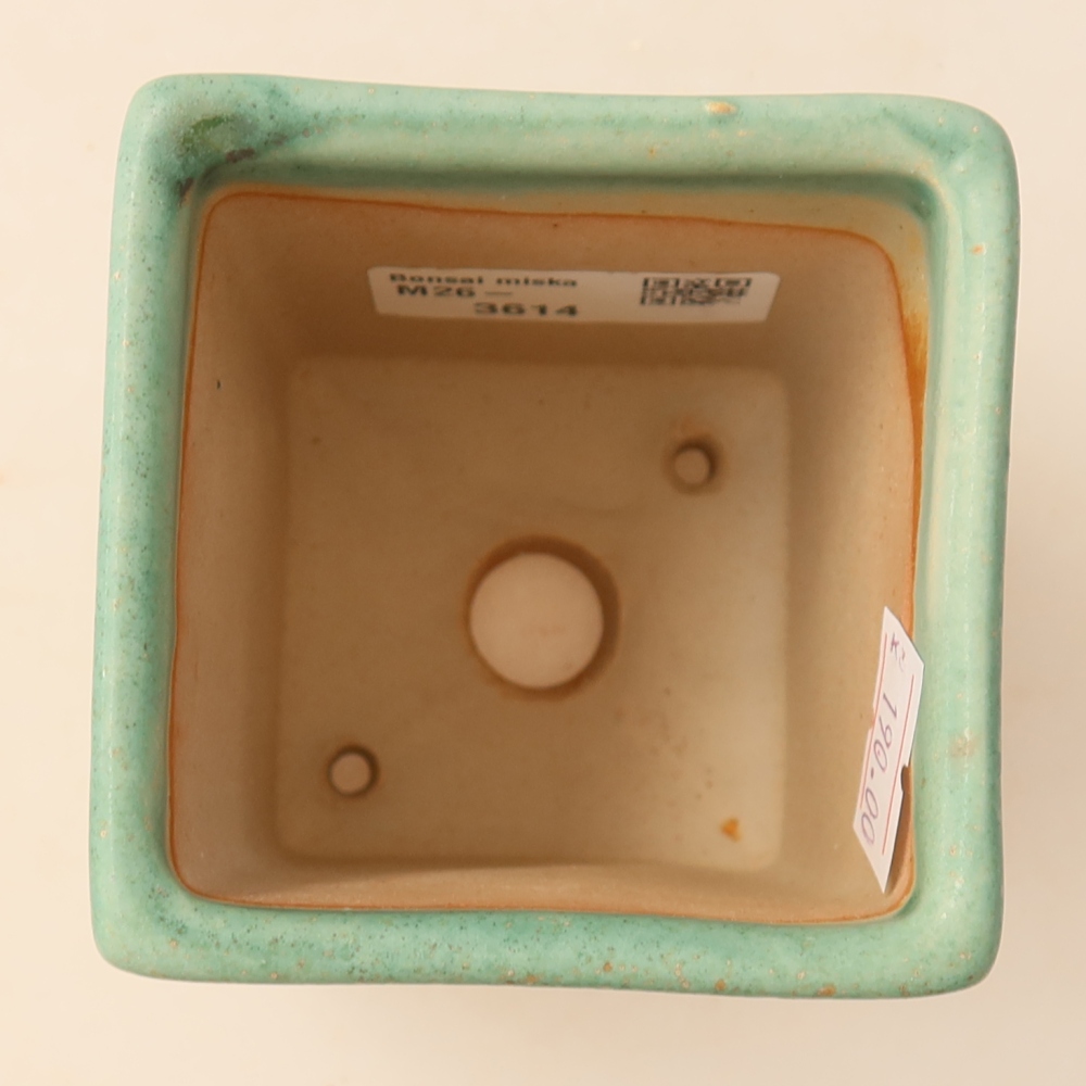 Keramische bonsaischaal 7,5 x 7,5 x 10 cm, kleur groen