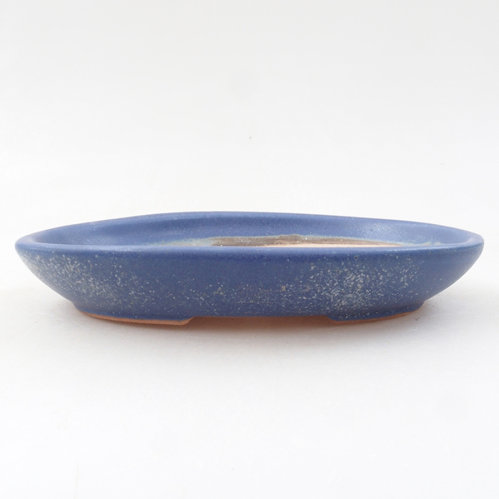 Bonsaischaal van keramiek 15,5 x 11 x 3 cm, kleur blauw