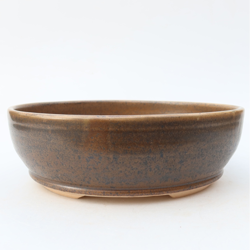 Keramische bonsaischaal 19,5 x 19,5 x 6,5 cm, kleur bruin