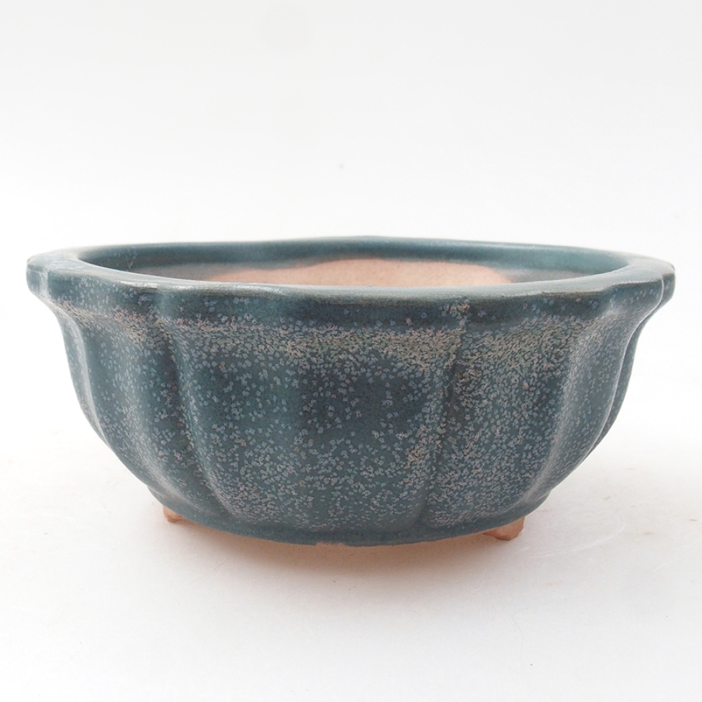 Bonsaischaal van keramiek 11 x 11 x 5 cm, kleur blauw