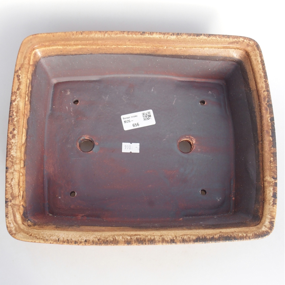 Bonsaischaal van keramiek 29,5 x 24,5 x 8 cm, bruin