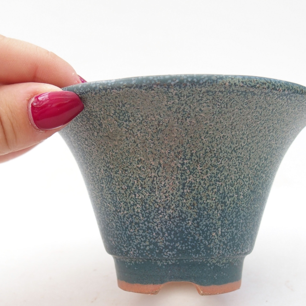 Bonsaischaal van keramiek 10,5 x 10,5 x 6,5 cm, kleur blauw