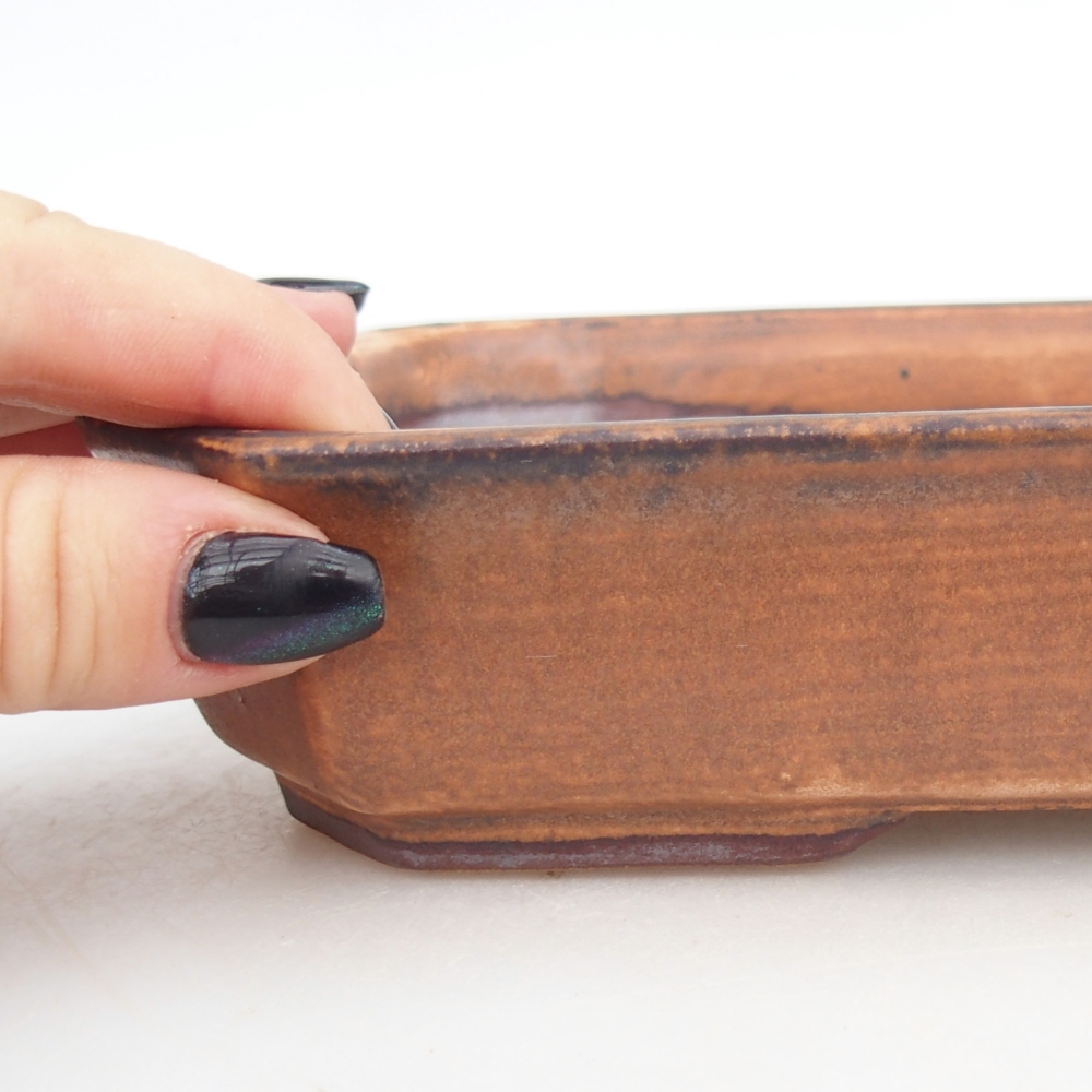 Bonsaischaal van keramiek 18,5 x 13,5 x 4,5 cm, bruin