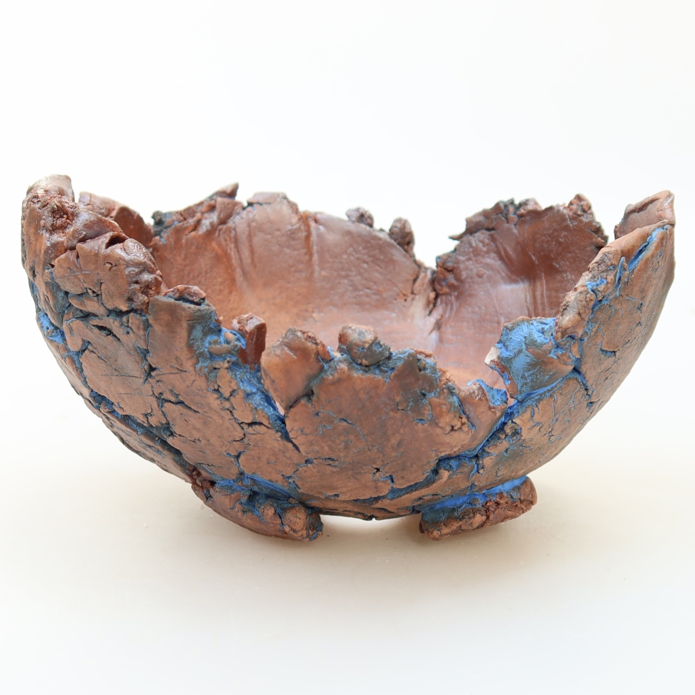 Keramische schaal 14,5 x 13 x 8,5 cm, kleur: blauw