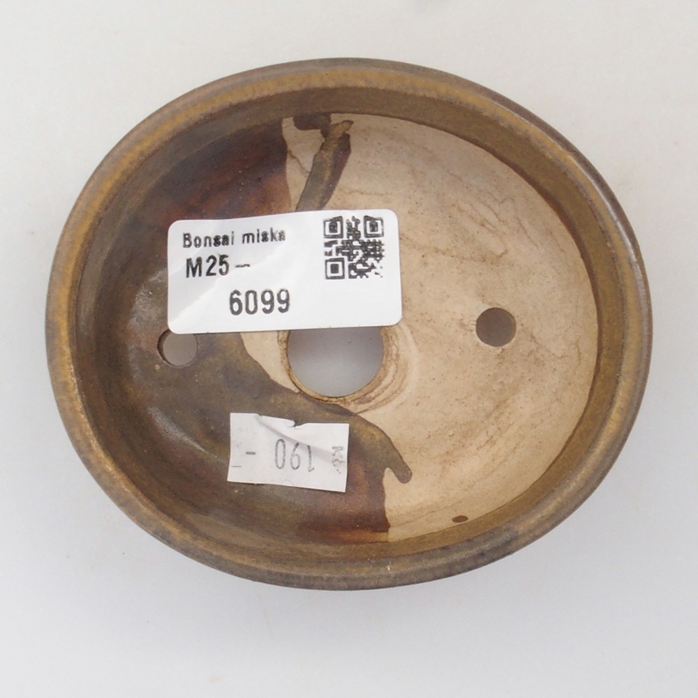 Bonsaischaal van keramiek 10 x 8,5 x 4 cm, bruin