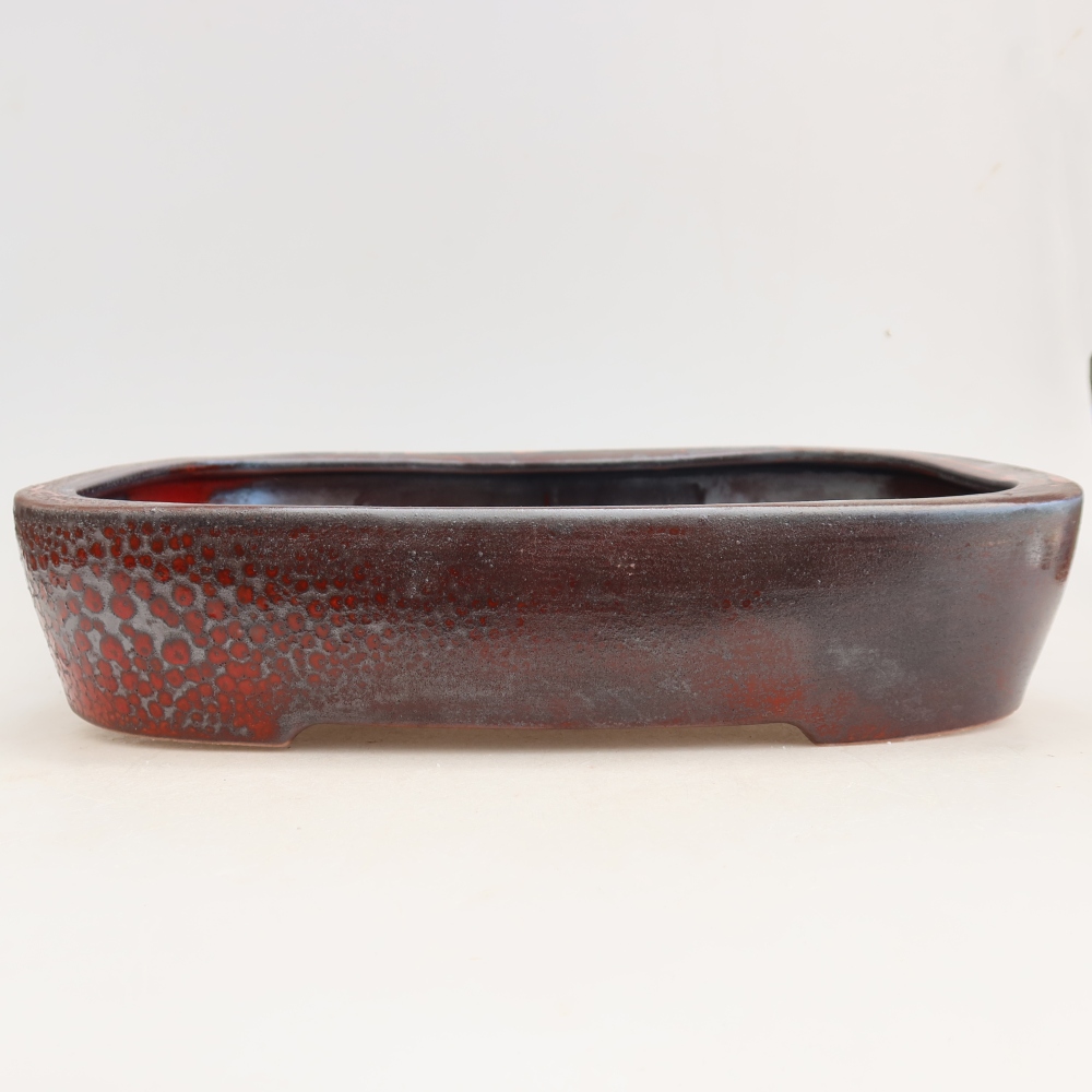 Keramische bonsaipot 32 x 24,5 x 6,5 cm, kleur metaalrood
