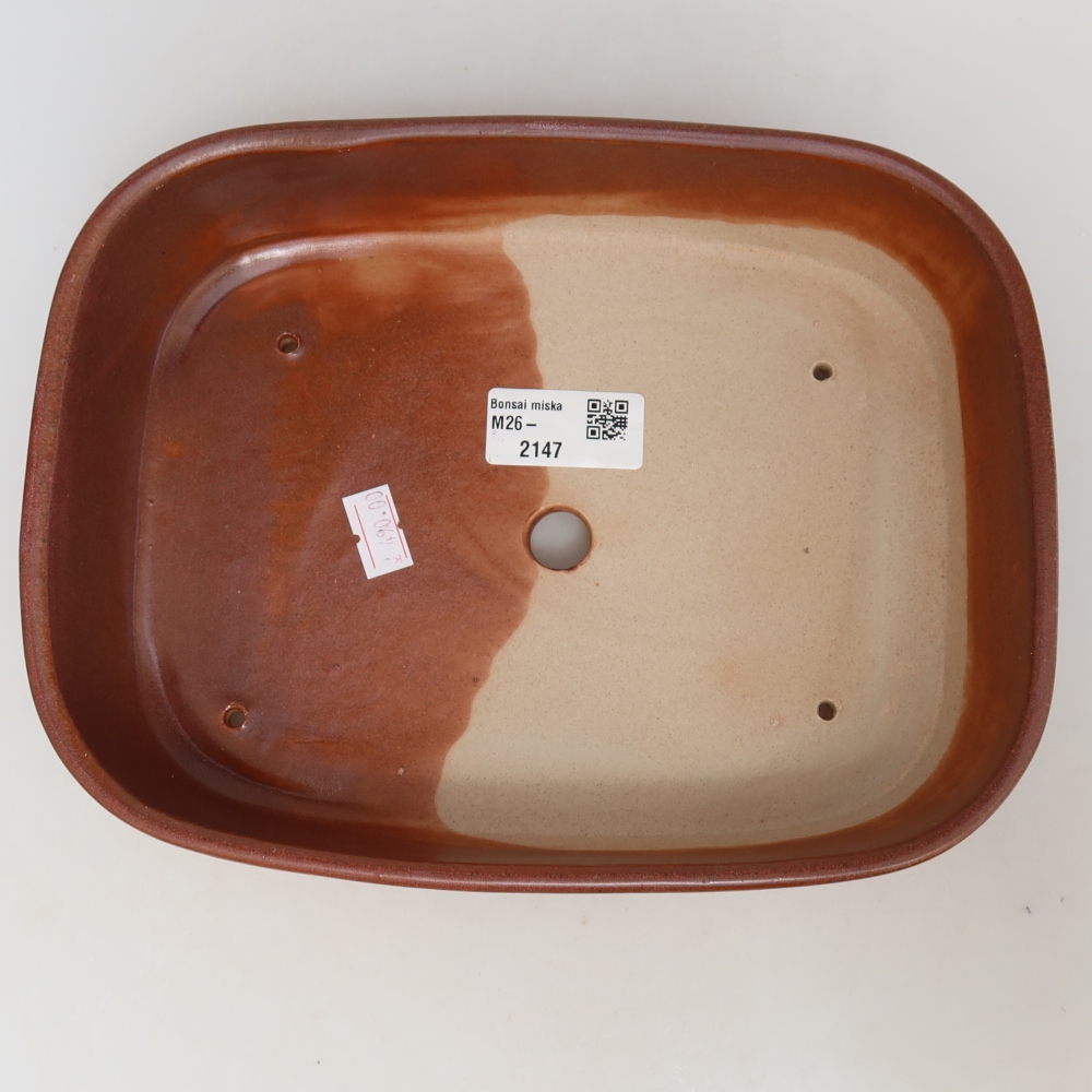 Bonsaischaal van keramiek 23 x 18 x 5,5 cm, bordeauxrood