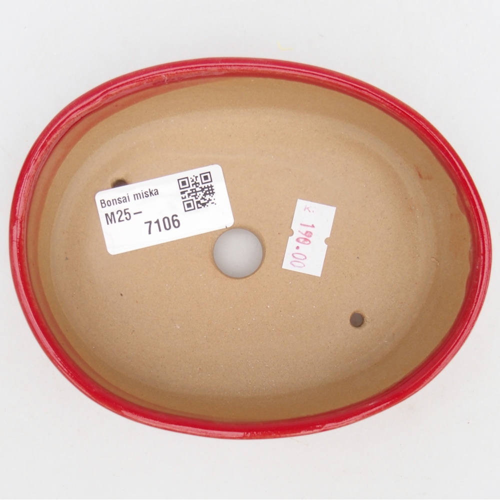 Bonsaischaal van keramiek 26 x 26 x 8 cm, kleur rood
