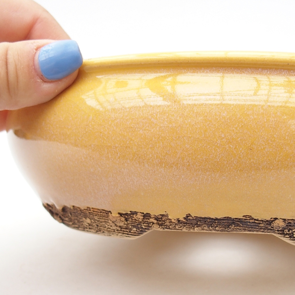 Bonsaischaal van keramiek 18,5 x 18,5 x 6 cm, geel