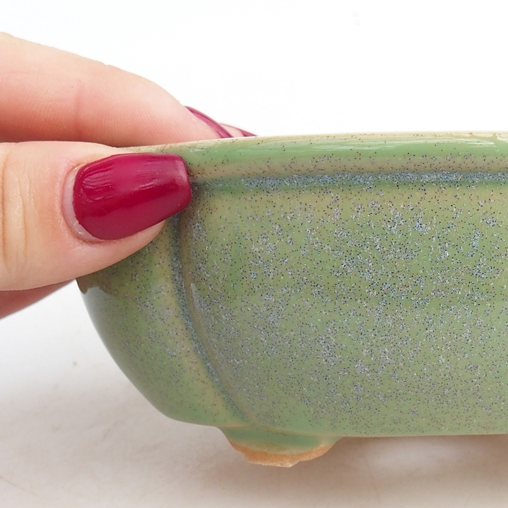 Bonsaischaal van keramiek 12,5 x 10,5 x 5 cm, groen