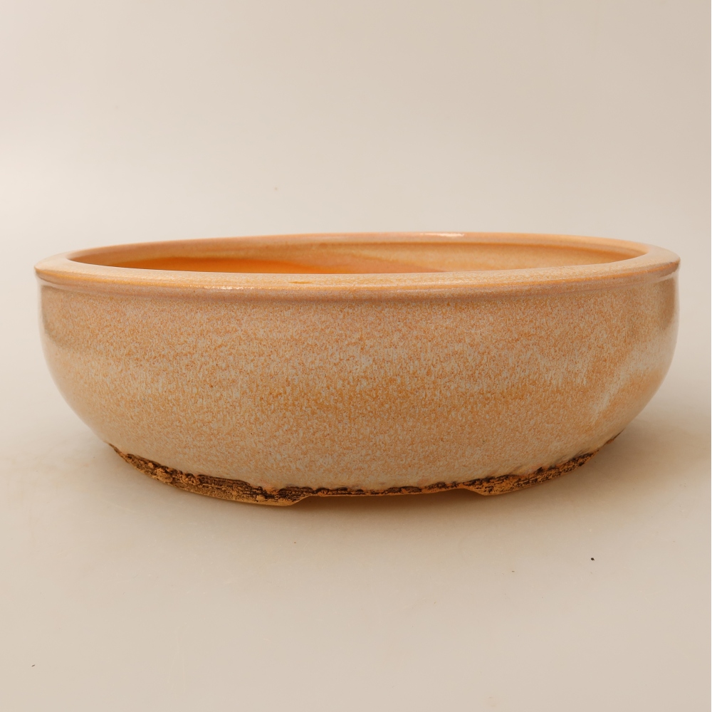 Bonsaischaal van keramiek 24 x 24 x 7 cm, kleur beige