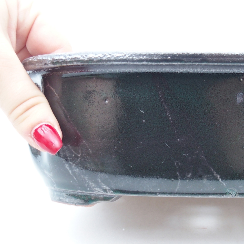 Bonsaischaal van keramiek 25 x 21 x 7,5 cm, groen