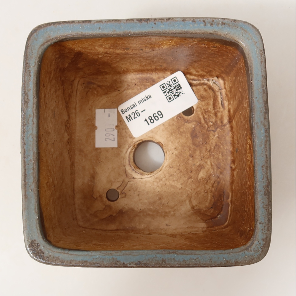 Keramische bonsaipot 10,5 x 10,5 x 7 cm, kleur: blauw