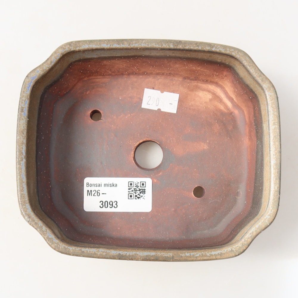 Keramische bonsai-schaal 13,5 x 11,5 x 4 cm, kleur: blauw