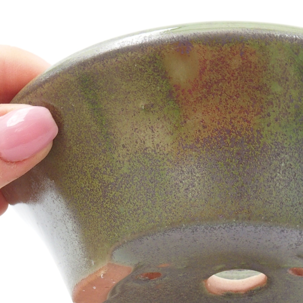 Bonsaischaal van keramiek 13,5 x 13,5 x 5 cm, groen