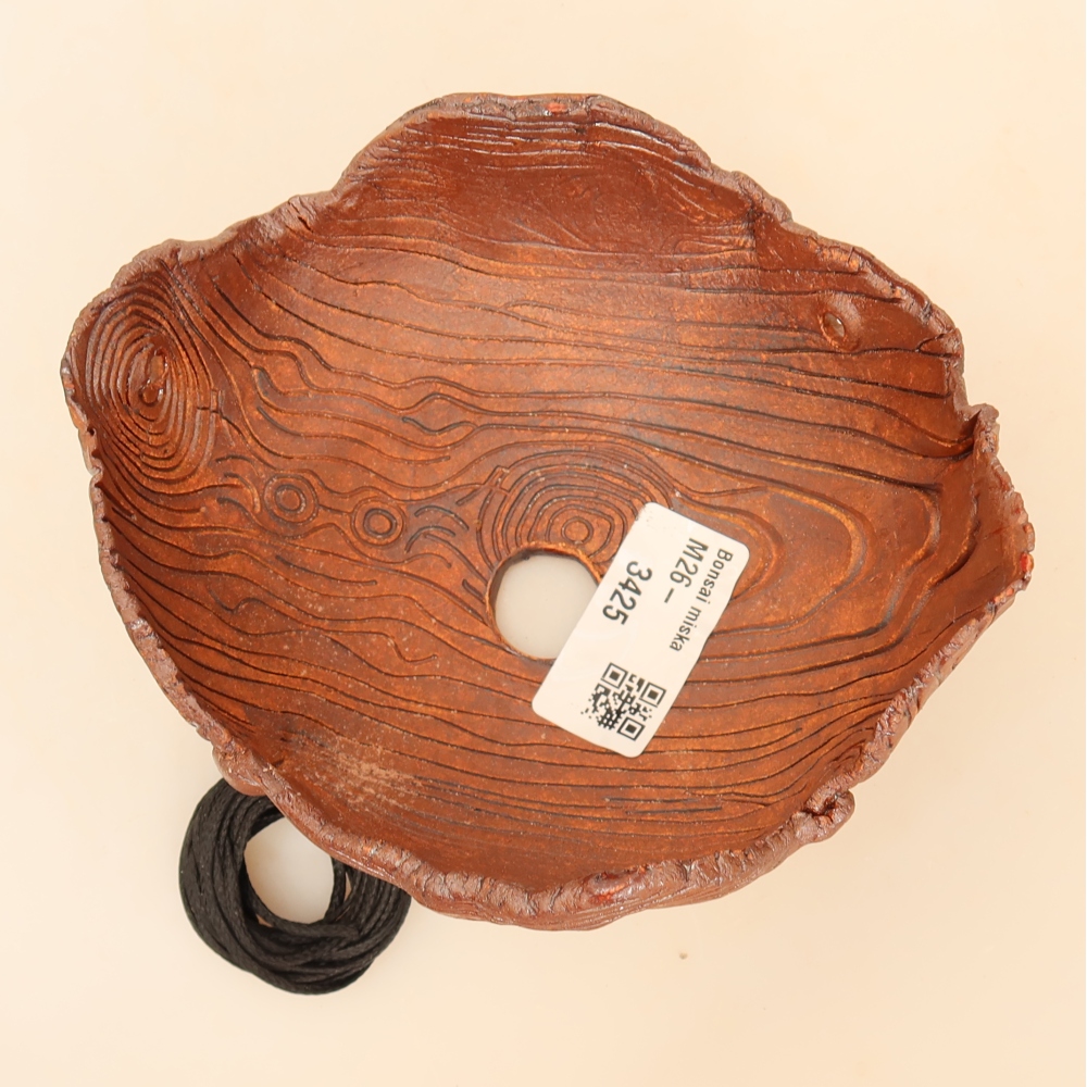 Keramische schaal voor Kokedama, 13 x 11,5 x 6,5 cm, kleur: bruin