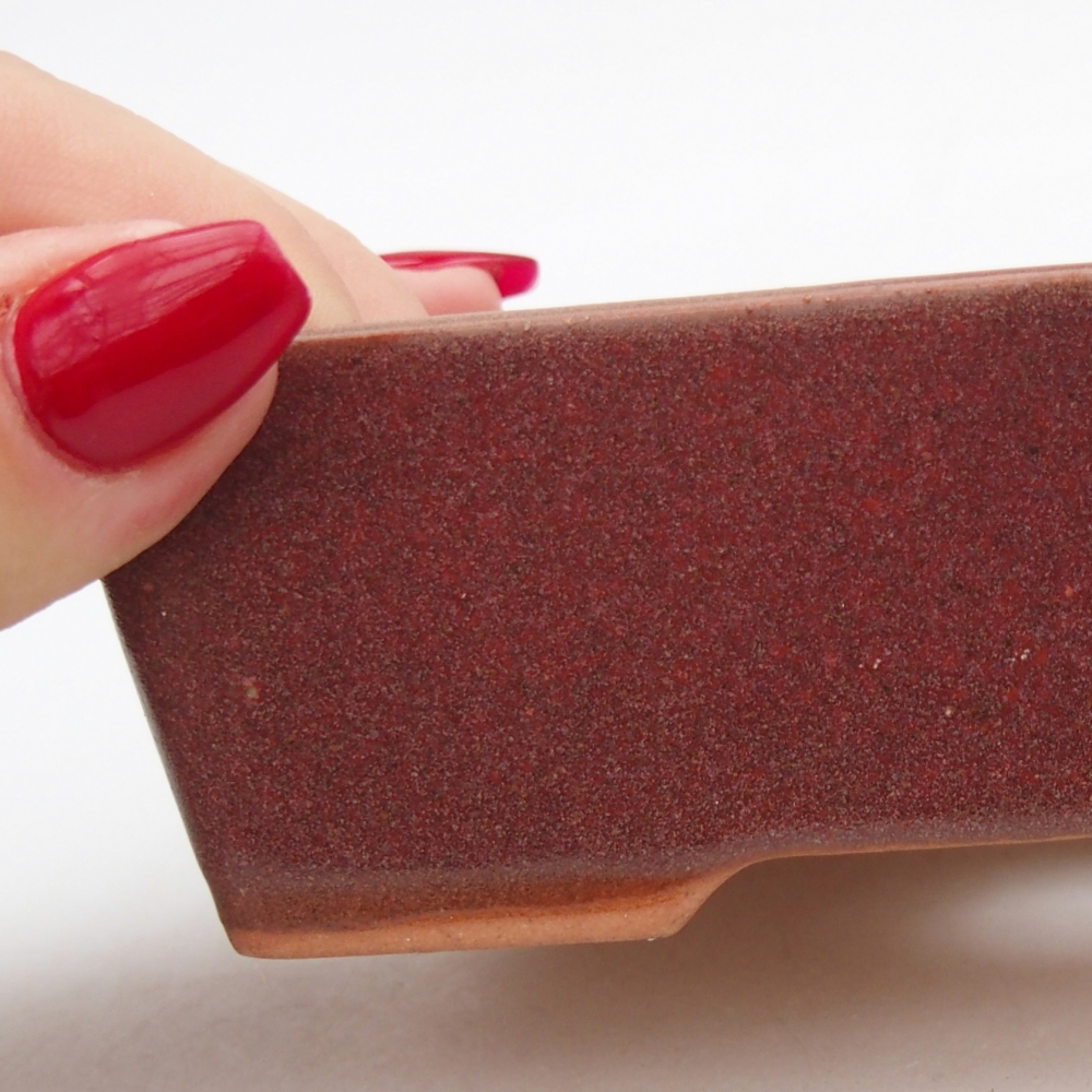 Bonsaischaal van keramiek 26 x 26 x 8 cm, kleur rood