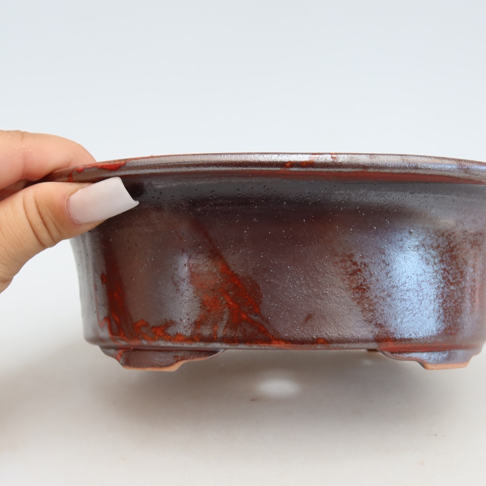 Keramische bonsaipot 19,5 x 15,5 x 6,5 cm, metaalachtige kleur