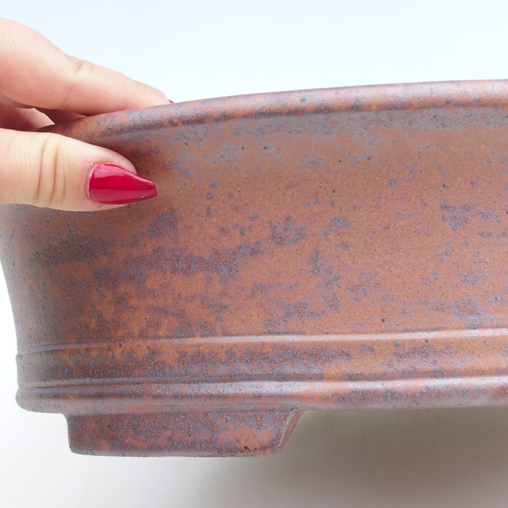 Bonsaischaal van keramiek 36,5 x 28,5 x 9 cm, metaalkleur