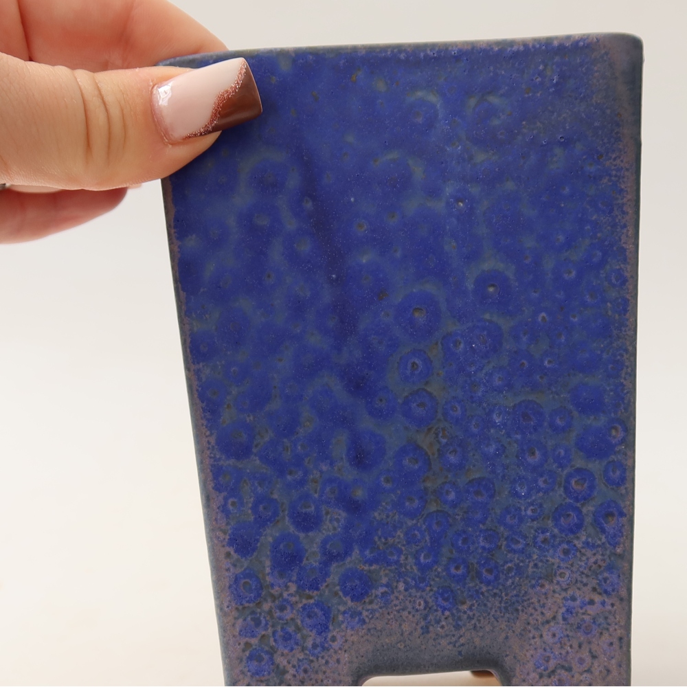 Bonsaischaal van keramiek 9 x 9 x 12,5 cm, kleur blauw