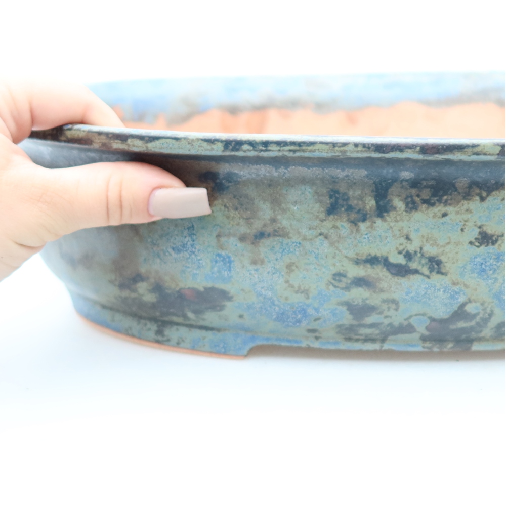 Keramische bonsaipot 36 x 28 x 8,5 cm, kleur bruinblauw