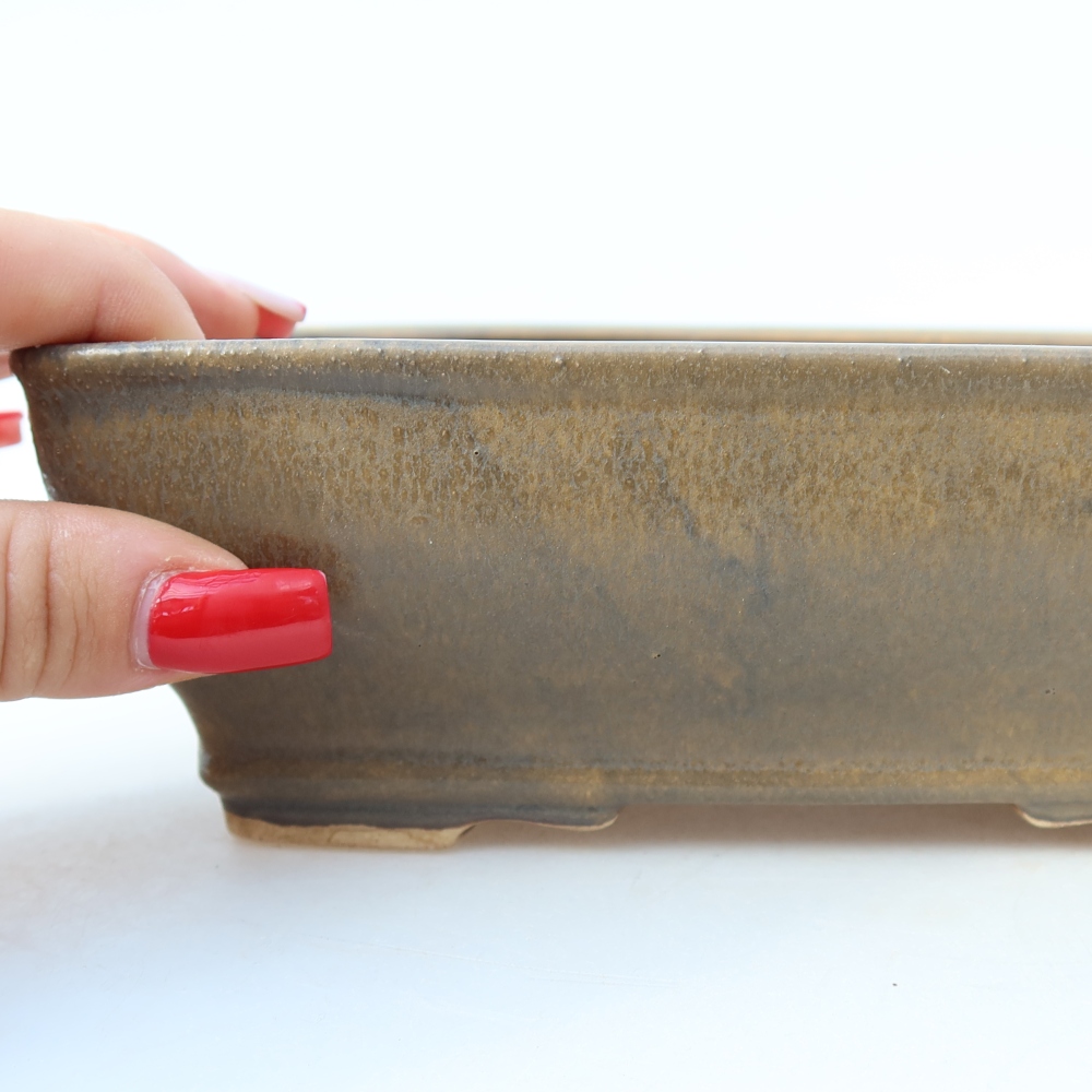 Keramische bonsaischaal 18,5 x 15,5 x 6 cm, kleur bruin