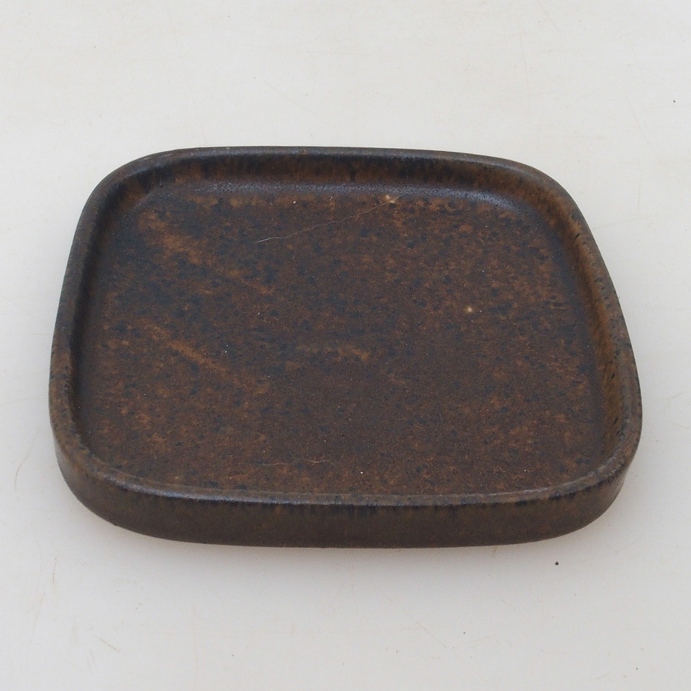 Bonsai schotel vierkant 9 x 9 x 1 cm - bruin