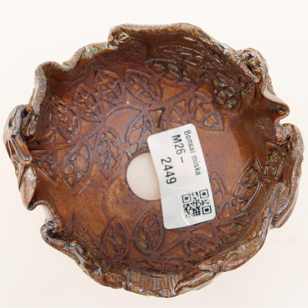 Keramische schaal  8,5 x 8,5 x 7 cm, kleur bruingroen