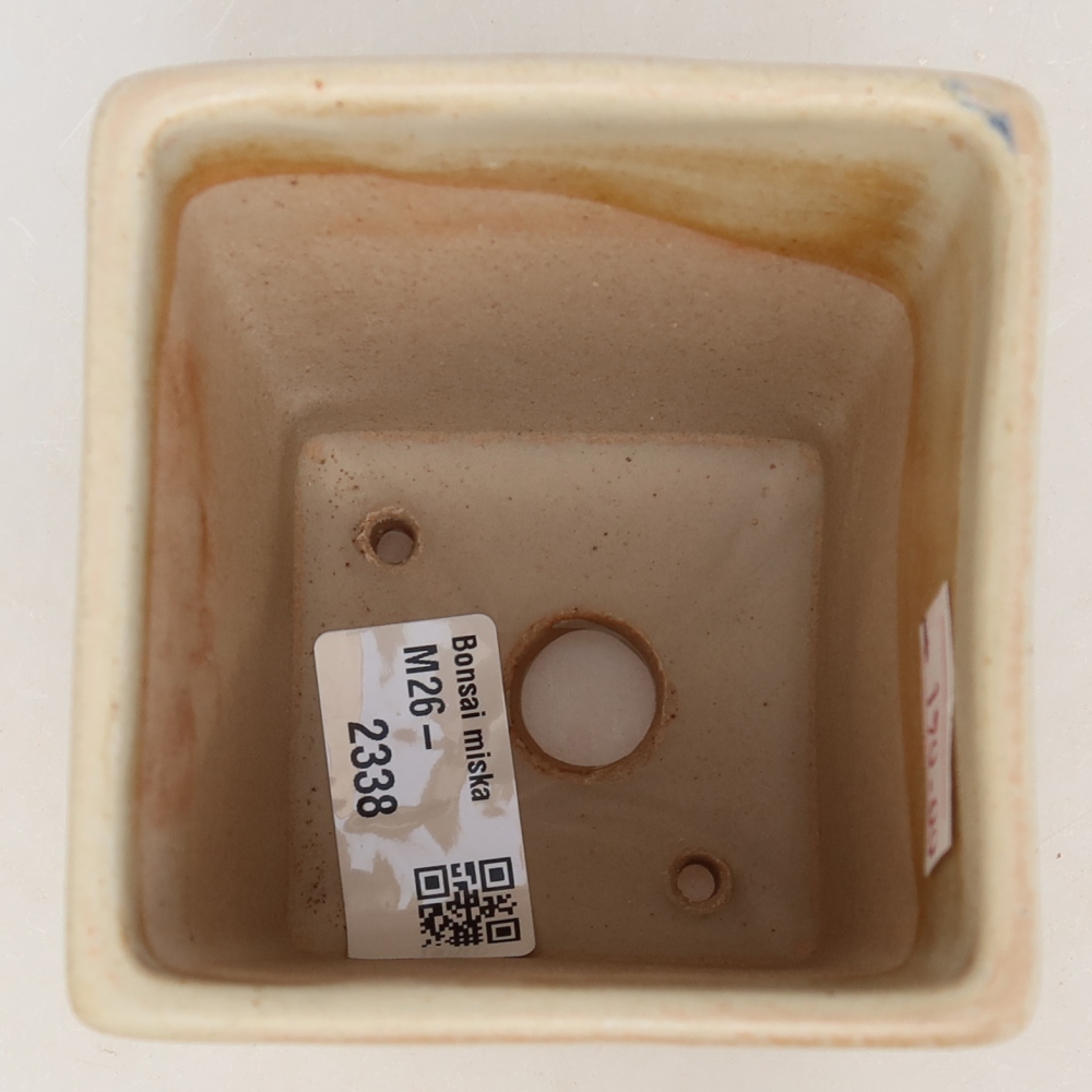 Keramische bonsaipot 7,5 x 7,5 x 10 cm, kleur beige