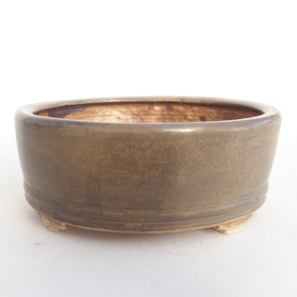 Bonsaischaal van keramiek 9 x 9 x 3,5 cm, bruin