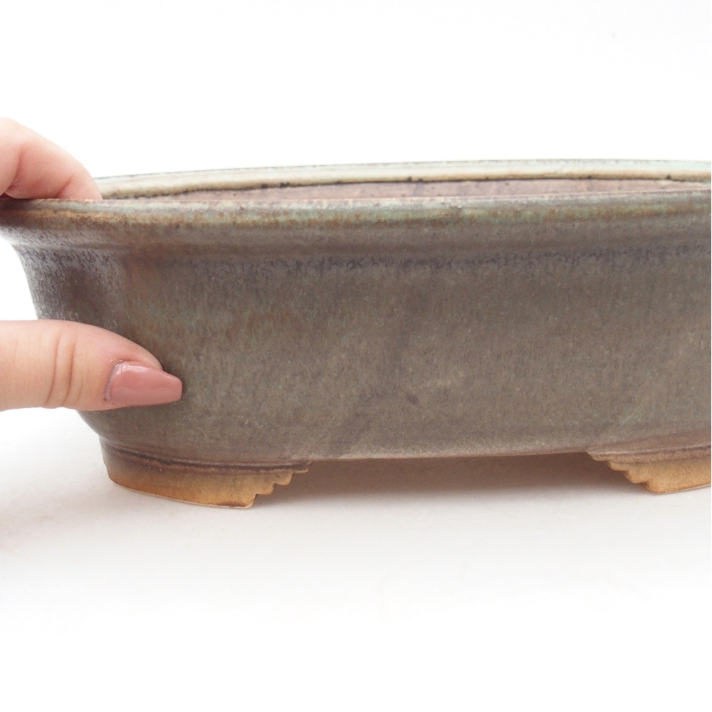 Bonsaischaal van keramiek 25 x 21,5 x 7,5 cm, groen