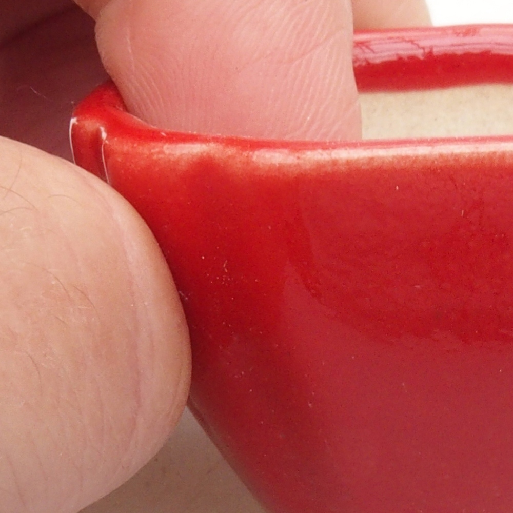 Mini bonsaischaal 4 x 4 x 2,5 cm, kleur rood