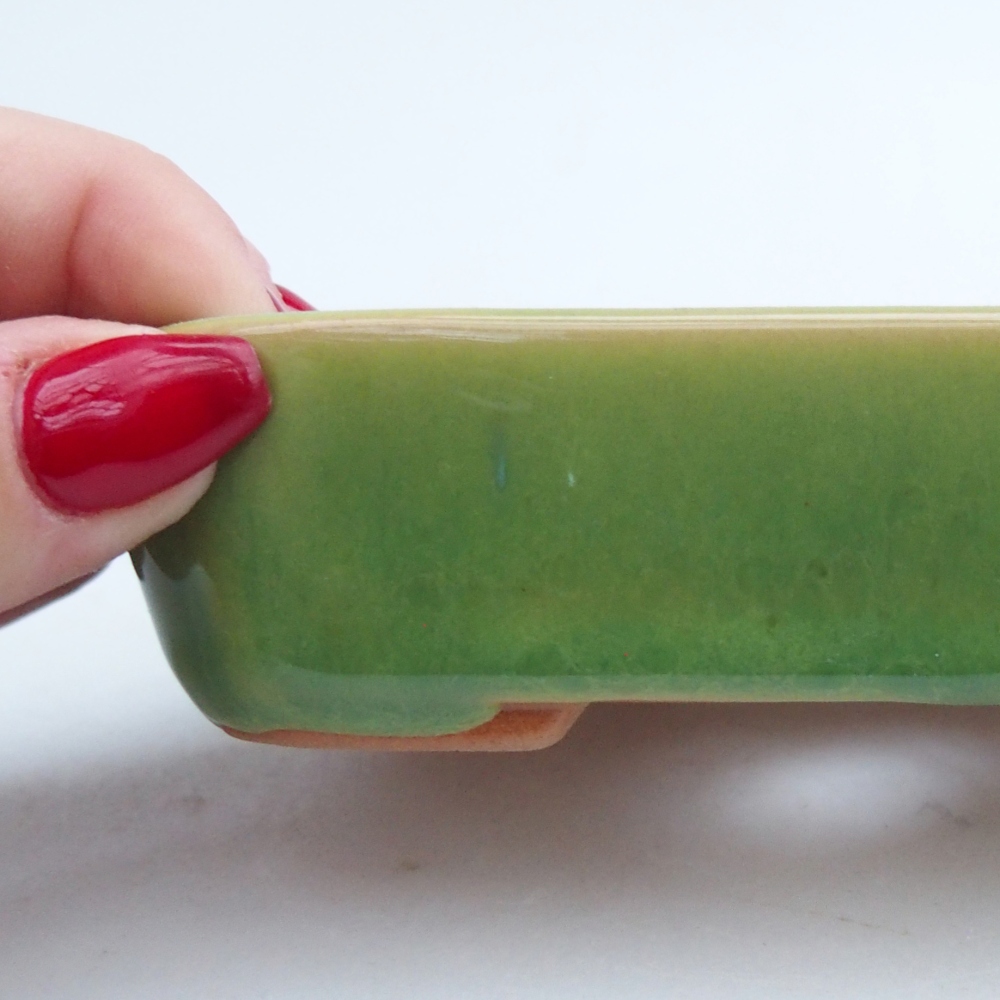 Bonsaischaal van keramiek 26 x 26 x 8 cm, kleur rood