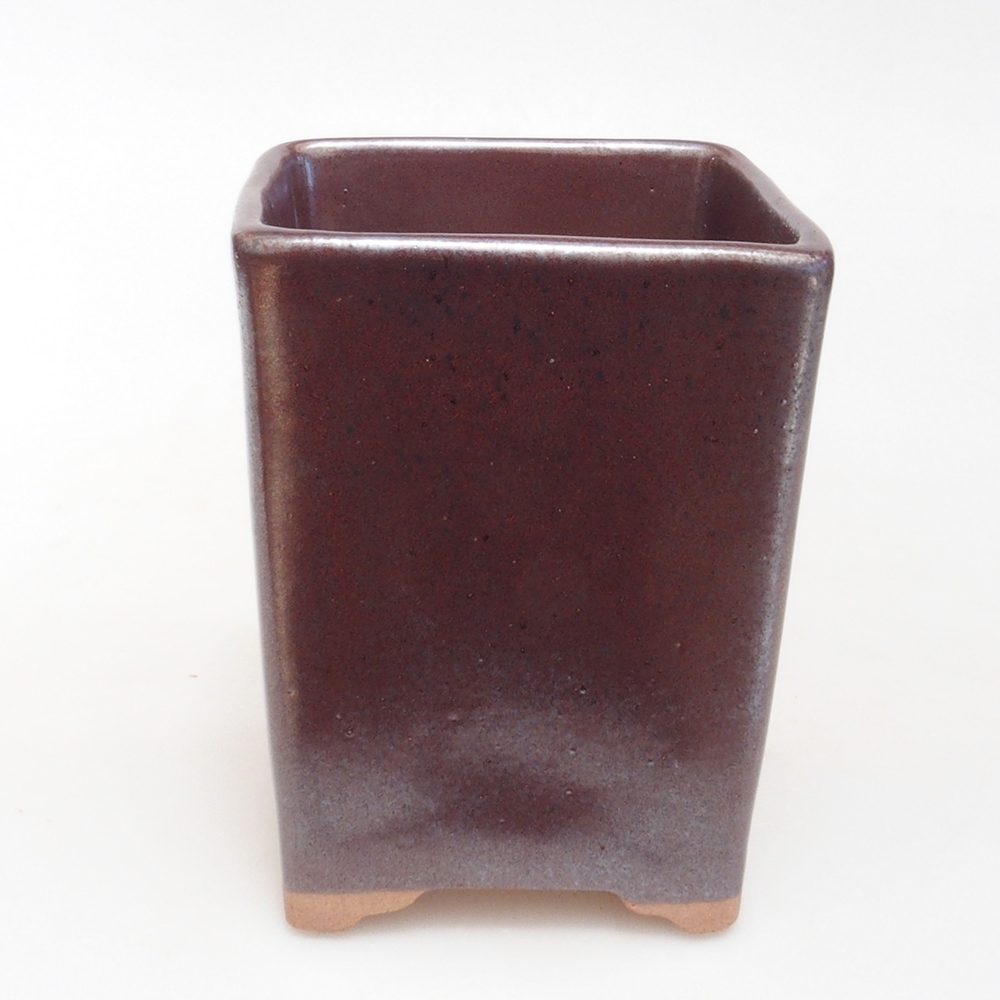 Bonsaischaal van keramiek 8,5 x 8,5 x 11 cm, bruin
