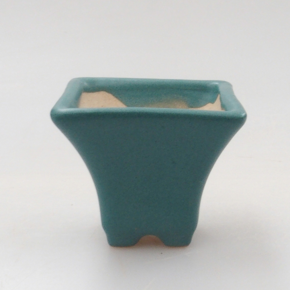 Bonsaischaal van keramiek 6,5 x 5,5 x 4 cm, kleur blauw