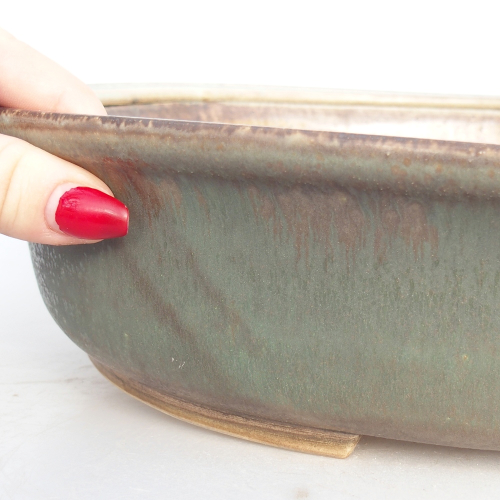 Bonsaischaal van keramiek 32,5 x 28,5 x 7,5 cm, groen