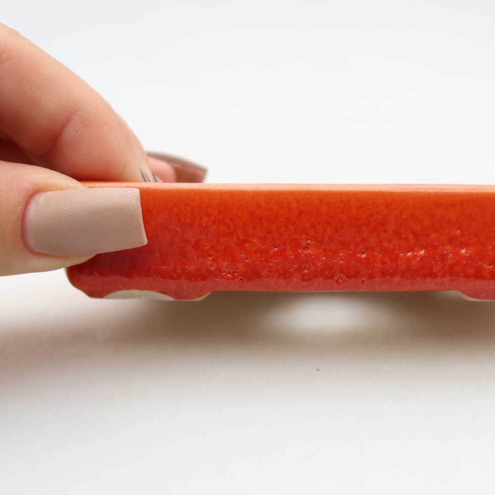 Keramische bonsaipot 10 x 7 x 2 cm, kleur: oranje