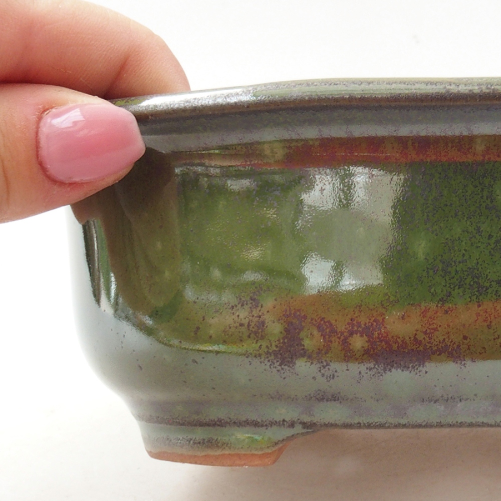 Bonsaischaal van keramiek 15,5 x 12 x 5,5 cm, groen