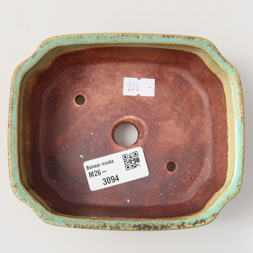 Keramische bonsaipot 13,5 x 11,5 x 4 cm, kleur groen