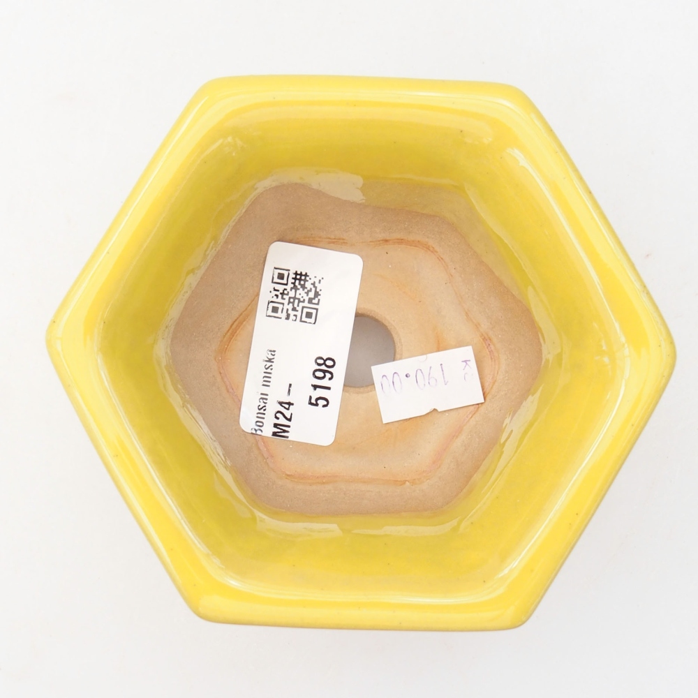 Bonsaischaal van keramiek 10,5 x 9,5 x 5,5 cm, geel