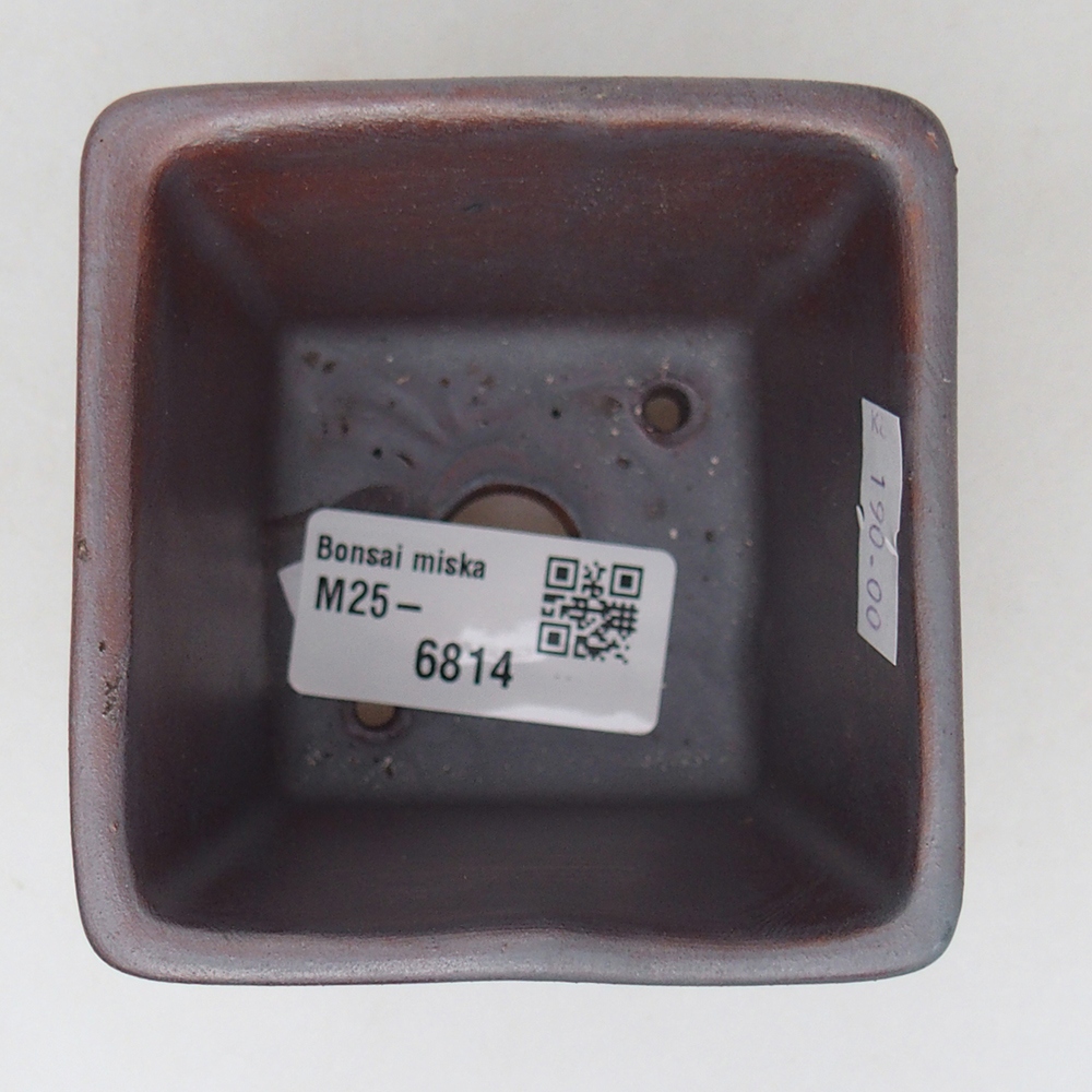 Bonsaischaal van keramiek 7,5 x 7,5 x 7 cm, metaalkleur