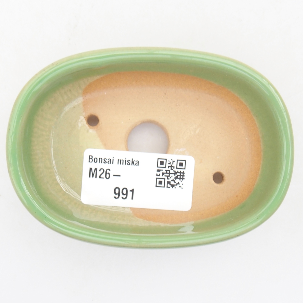 Bonsaischaal van keramiek 9 x 6,5 x 3 cm, groen