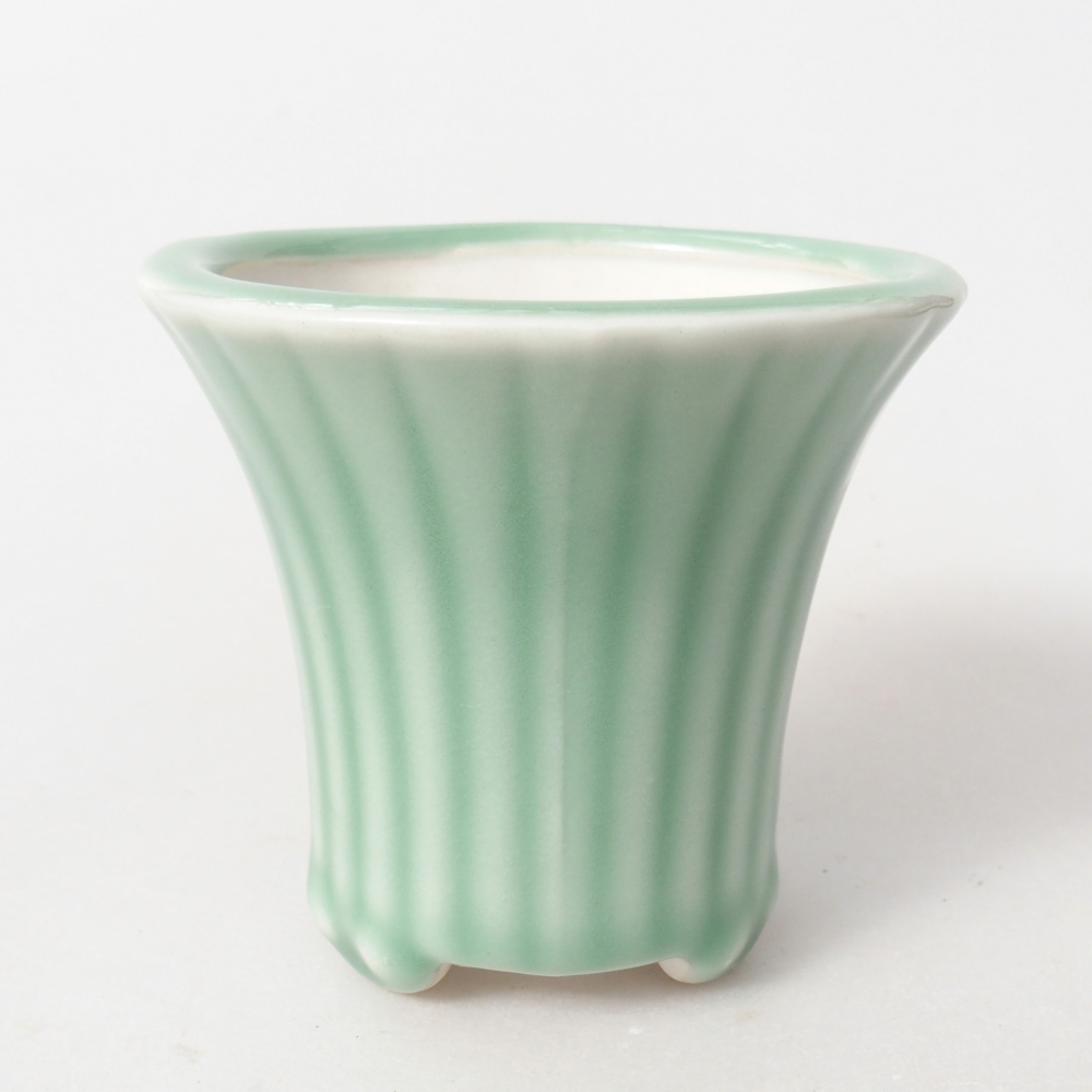 Bonsaischaal van keramiek 9 x 9 x 8 cm, groen