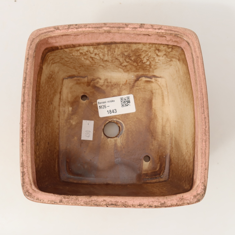 Keramische bonsaipot 16 x 16 x 10 cm, kleur roze