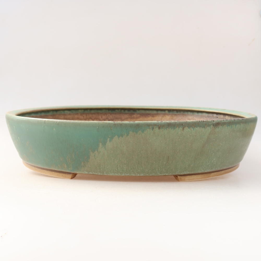 Keramische bonsaipot 32 x 27,5 x 6,5 cm, kleur groen