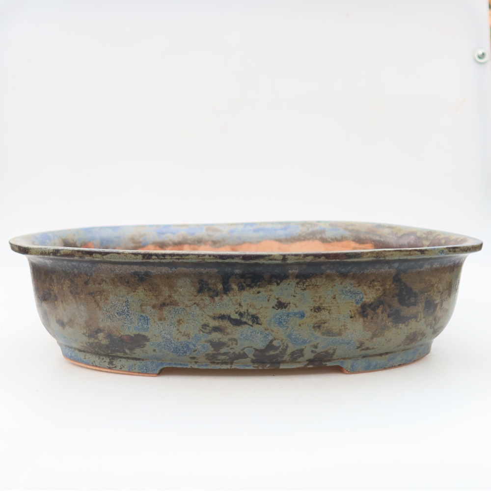 Keramische bonsaipot 36 x 28 x 8,5 cm, kleur bruinblauw