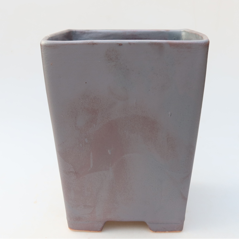 Bonsaischaal van keramiek 15 x 15 x 19,5 cm, metaalkleur