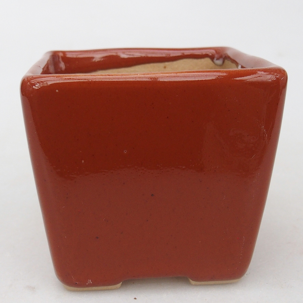 Bonsaischaal van keramiek 7,5 x 7,5 x 7 cm, bruin